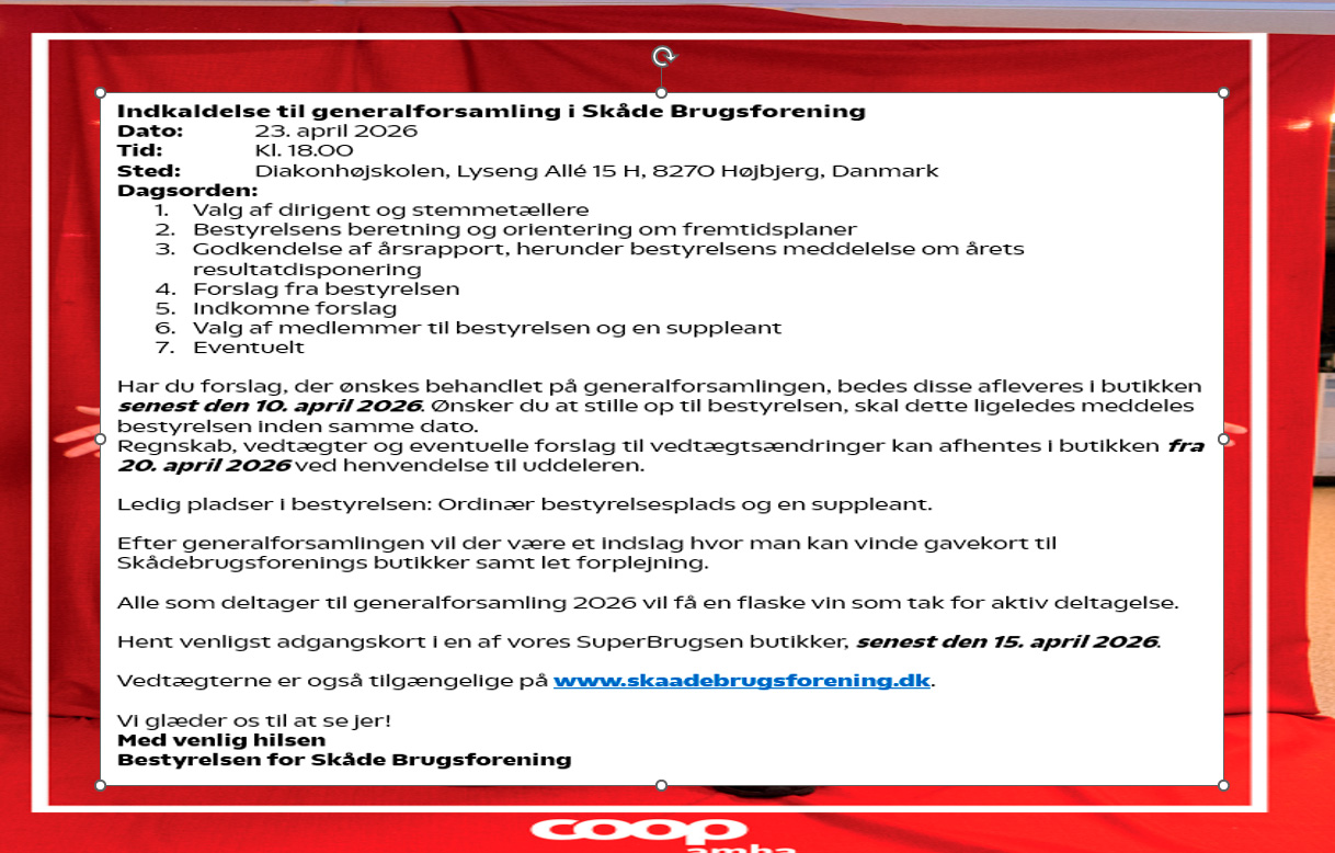 Generalforsamling i Skade Brugsforening